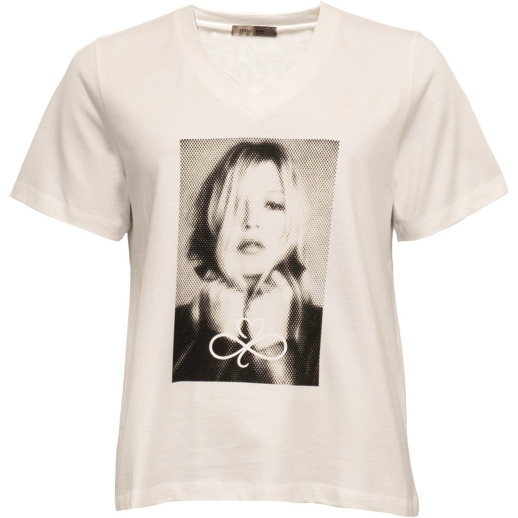 CostaMani Face T-shirt V-Hals Hvid Sort