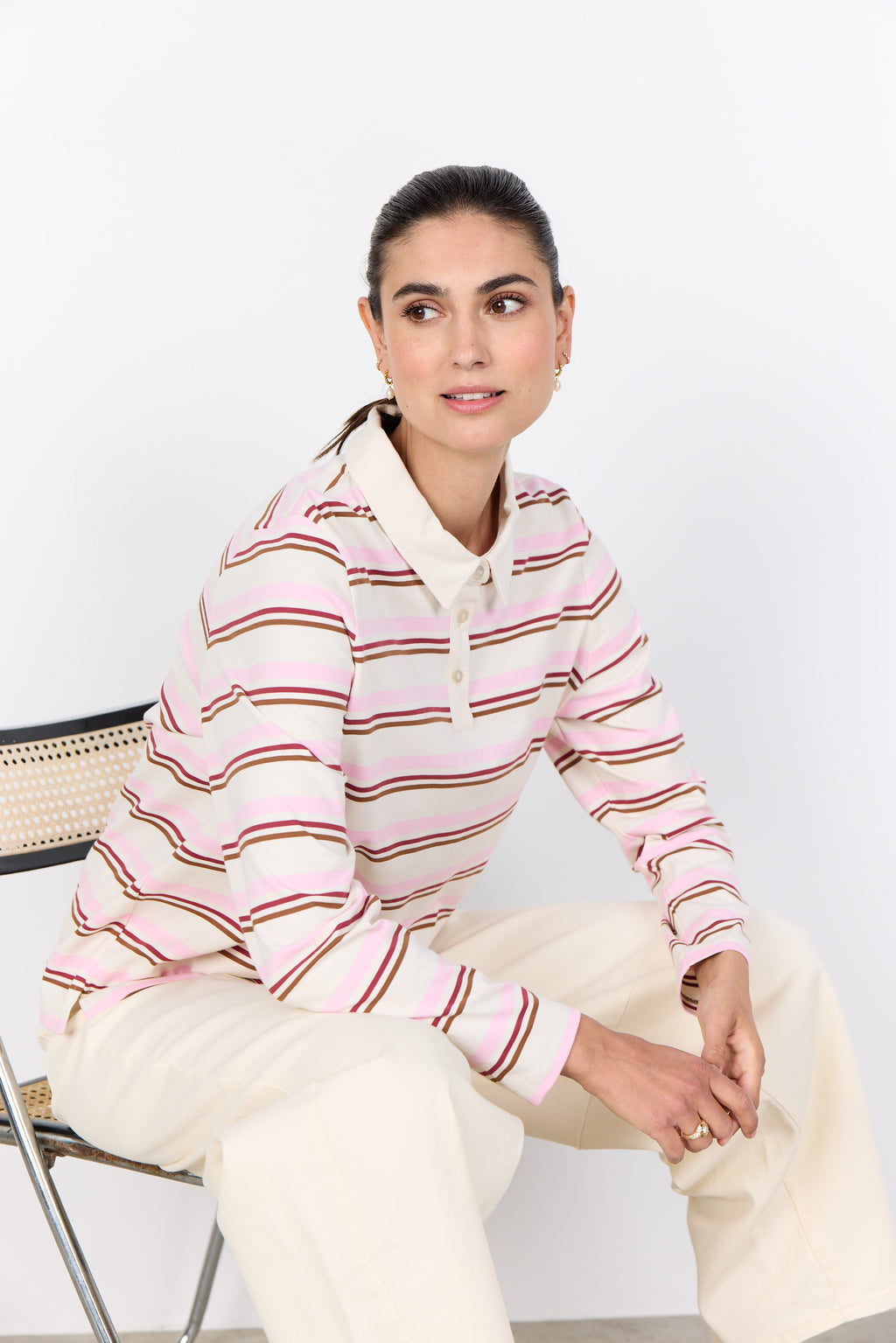 SoyaConcept Base 2 Bluse Stribet Rosa