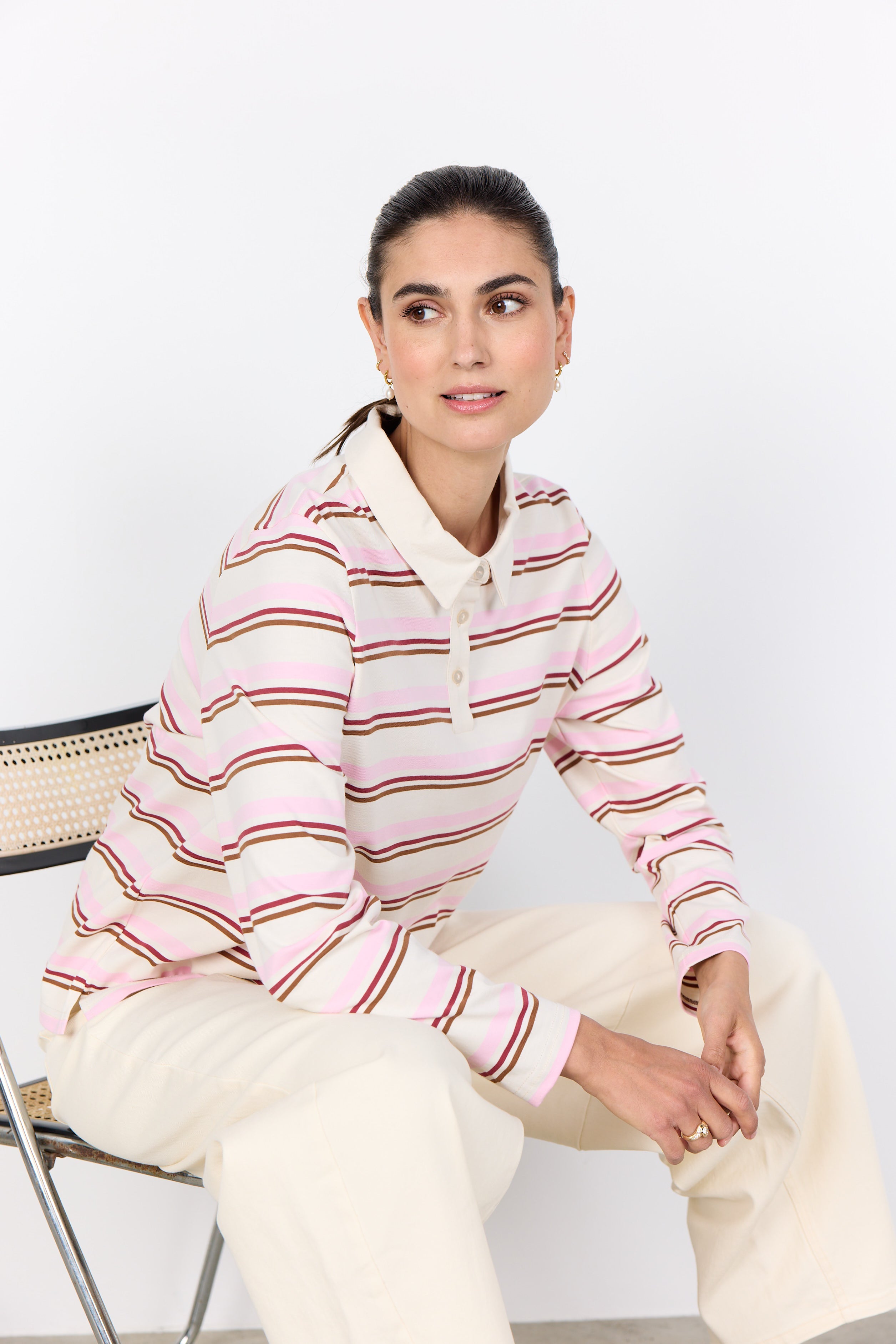 SoyaConcept Base 2 Bluse Stribet Rosa