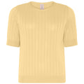 Skovhuus Ribstrik O-Neck T-shirt Vanillia Gul