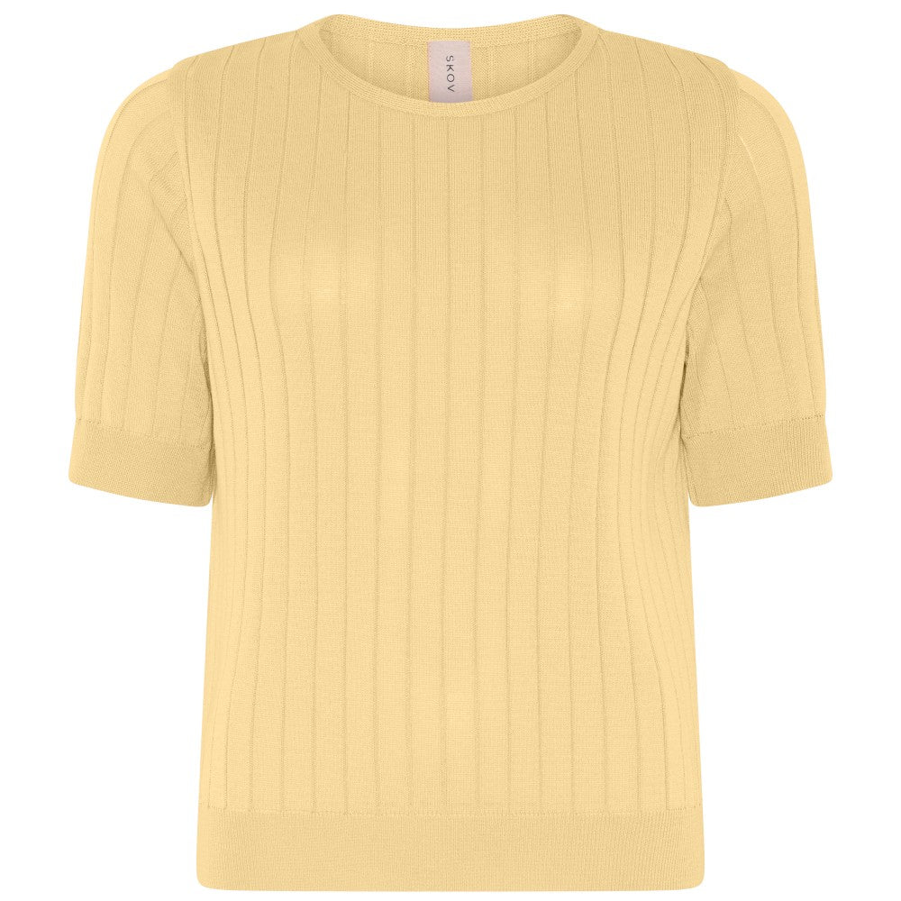 Skovhuus Ribstrik O-Neck T-shirt Vanillia Gul