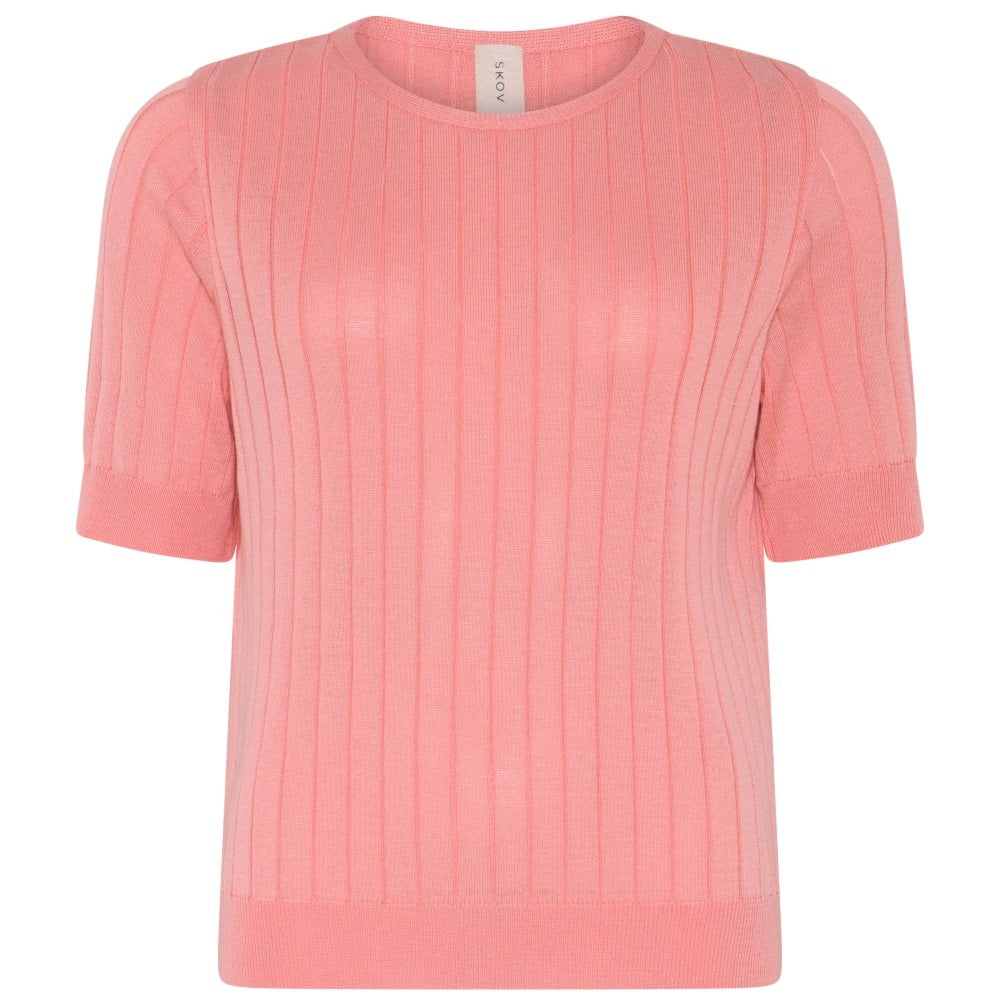 Skovhuus Ribstrik O-Neck T-shirt Petal Rosa