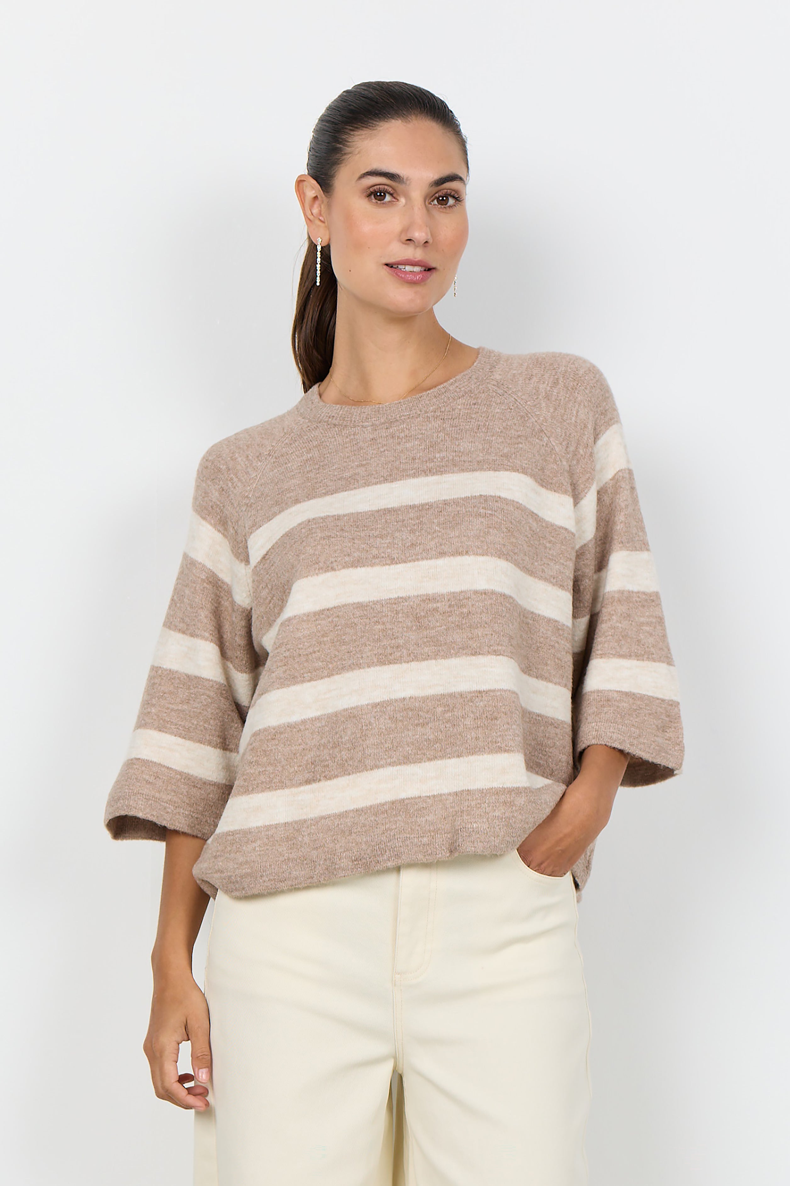 SoyaConcept Orlean 5 Pullover Stribet Sand