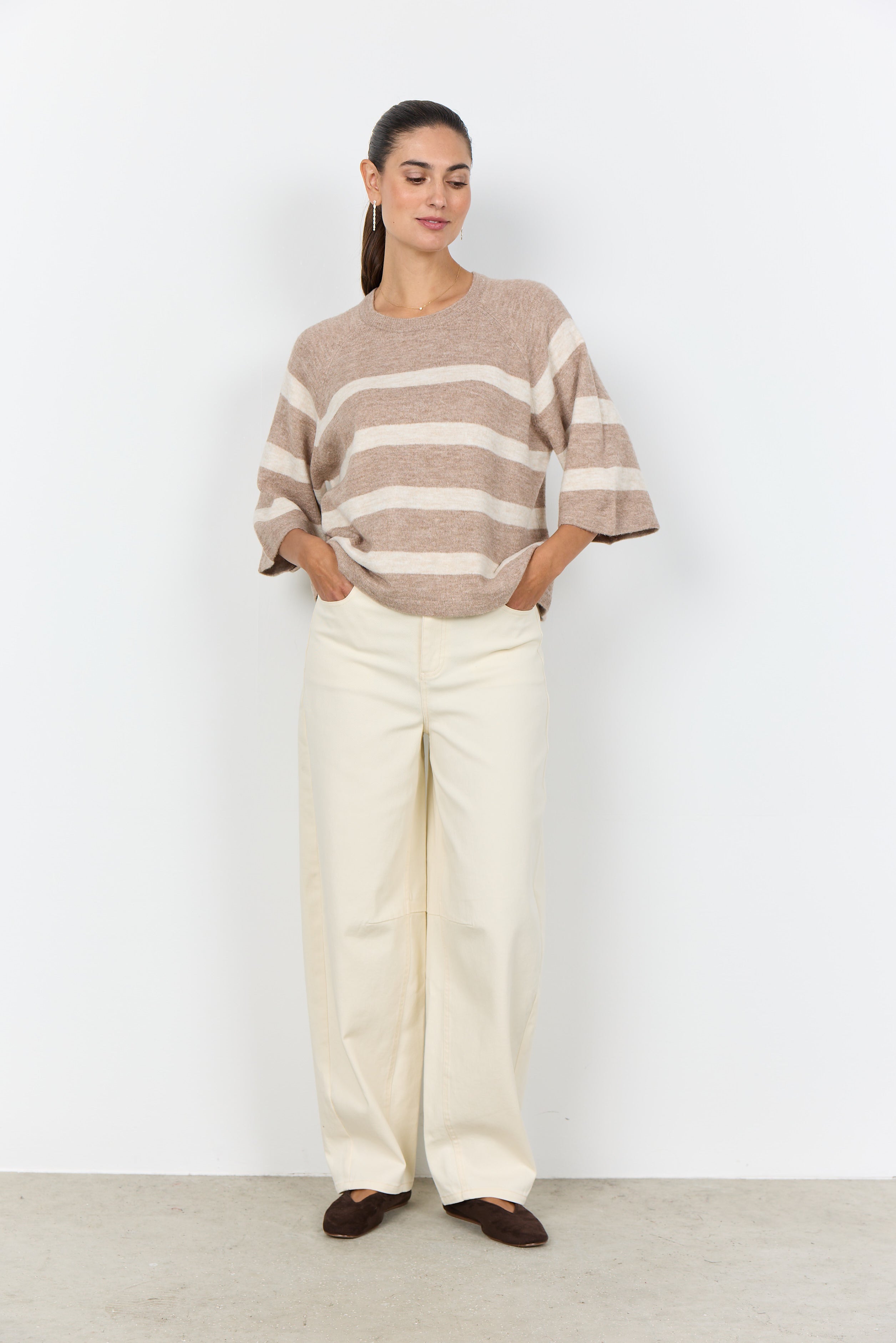 SoyaConcept Orlean 5 Pullover Stribet Sand