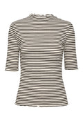 Karen By Simonsen Candace SS Stribet T-shirt Egret Meteorite Sort