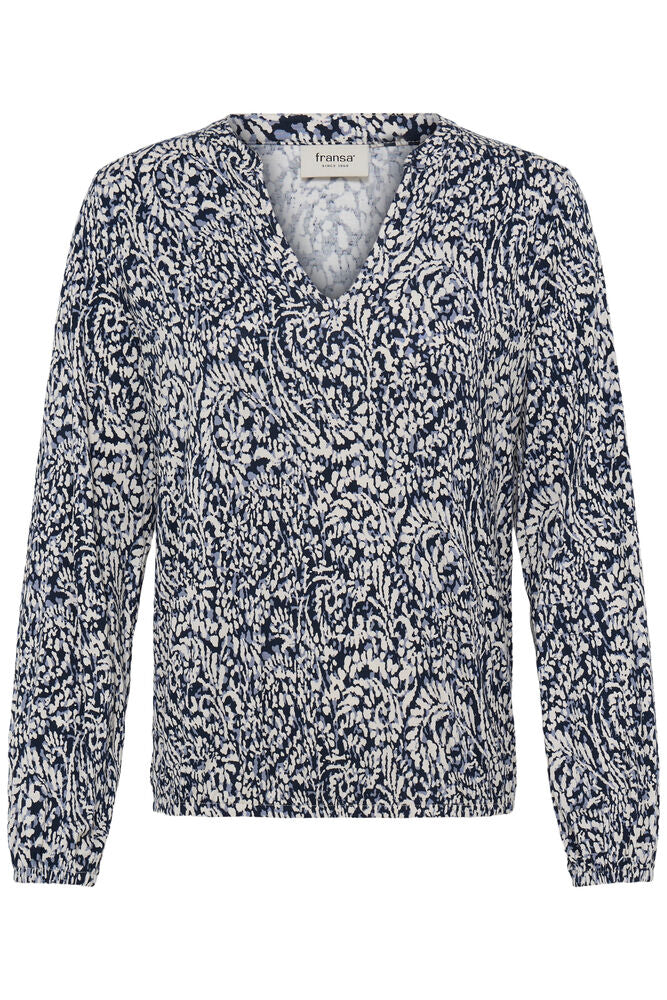 Fransa Amy Bluse Aura Bloom Blå