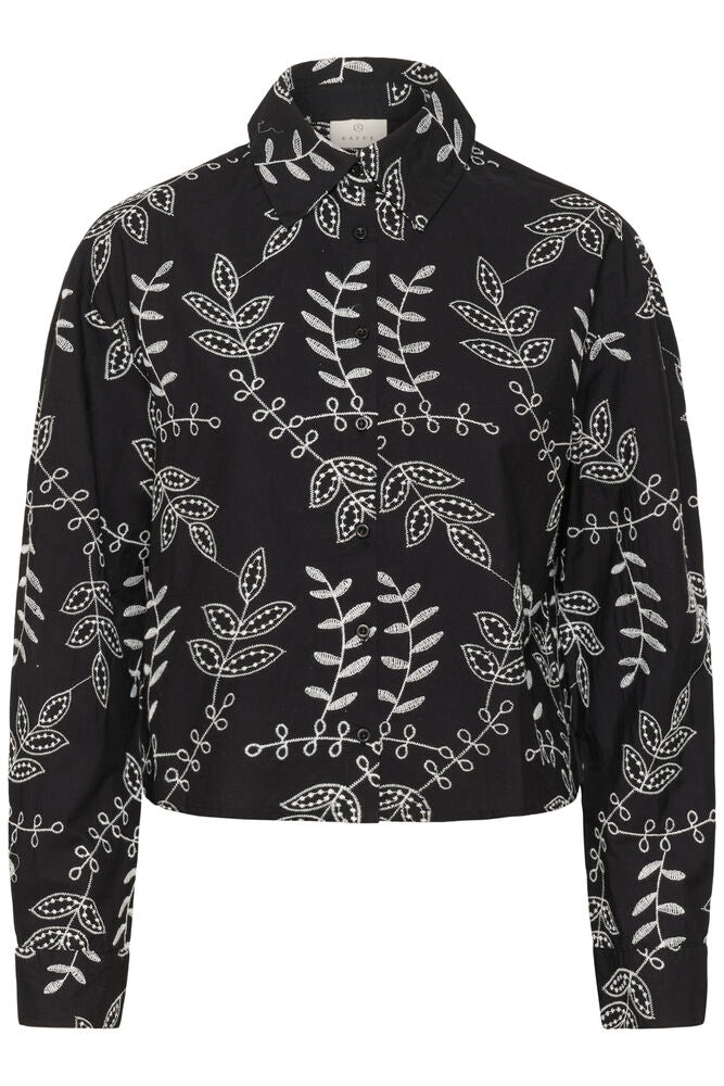 KAFFE Elora Skjorte Hvid Broderi Sort