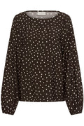 KAFFE Nadira Bluse Hvid Dots Coffee Brun