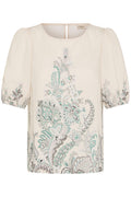 Fransa Adara 4 Bluse Grøn Paisley Hvid