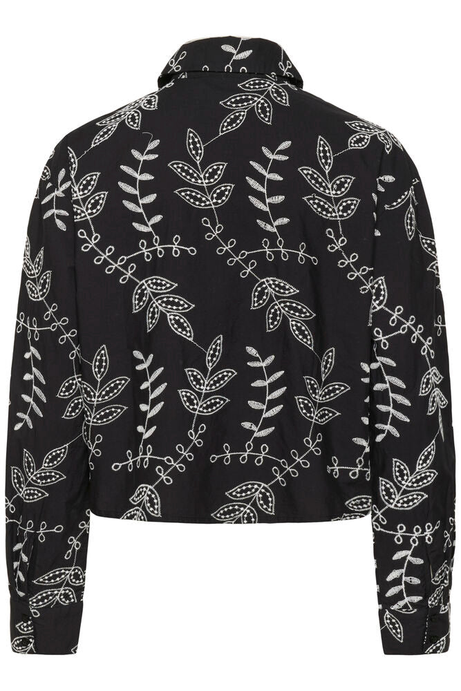 KAFFE Elora Skjorte Hvid Broderi Sort