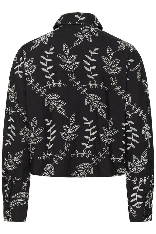 KAFFE Elora Skjorte Hvid Broderi Sort