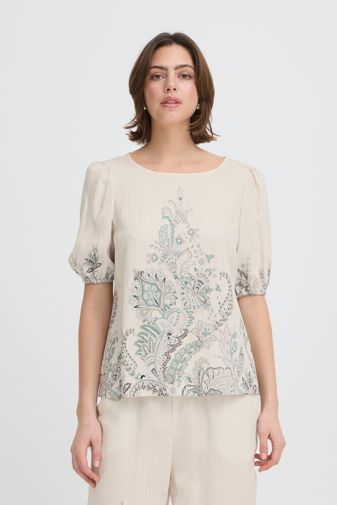 Fransa Adara 4 Bluse Grøn Paisley Hvid