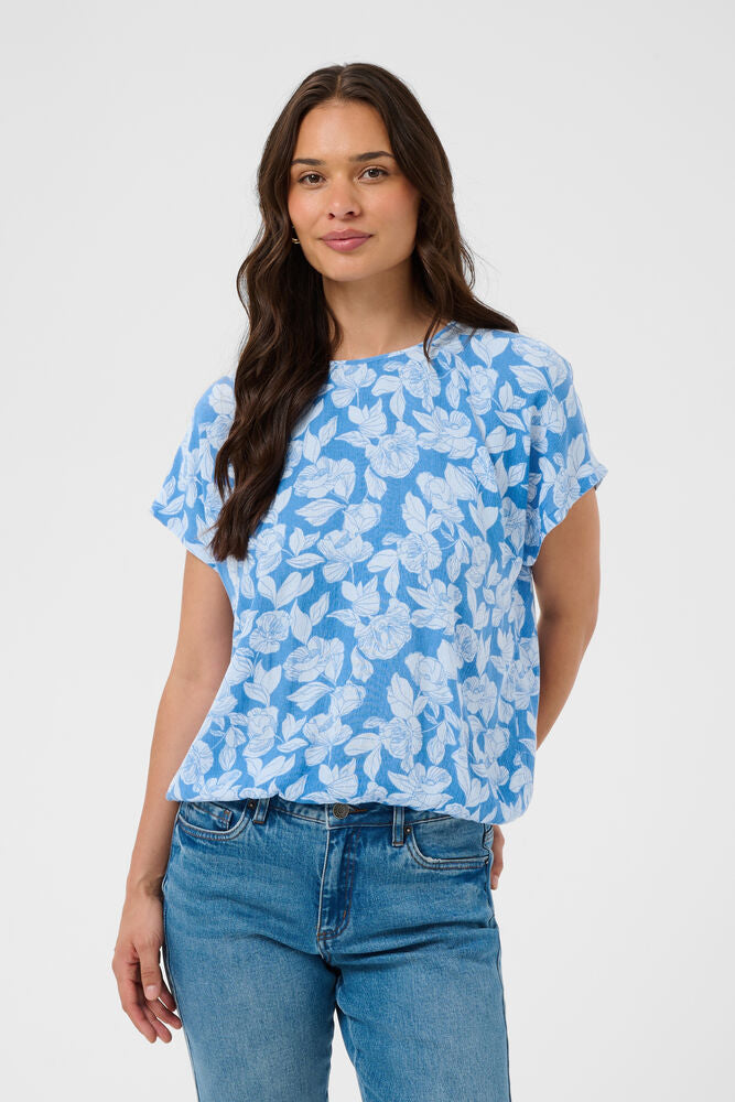 KAFFE Lisa Sine Bluse Blomster Blå