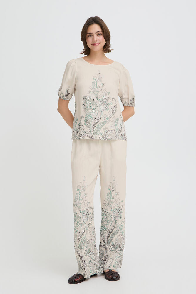 Fransa Adara 4 Bluse Grøn Paisley Hvid