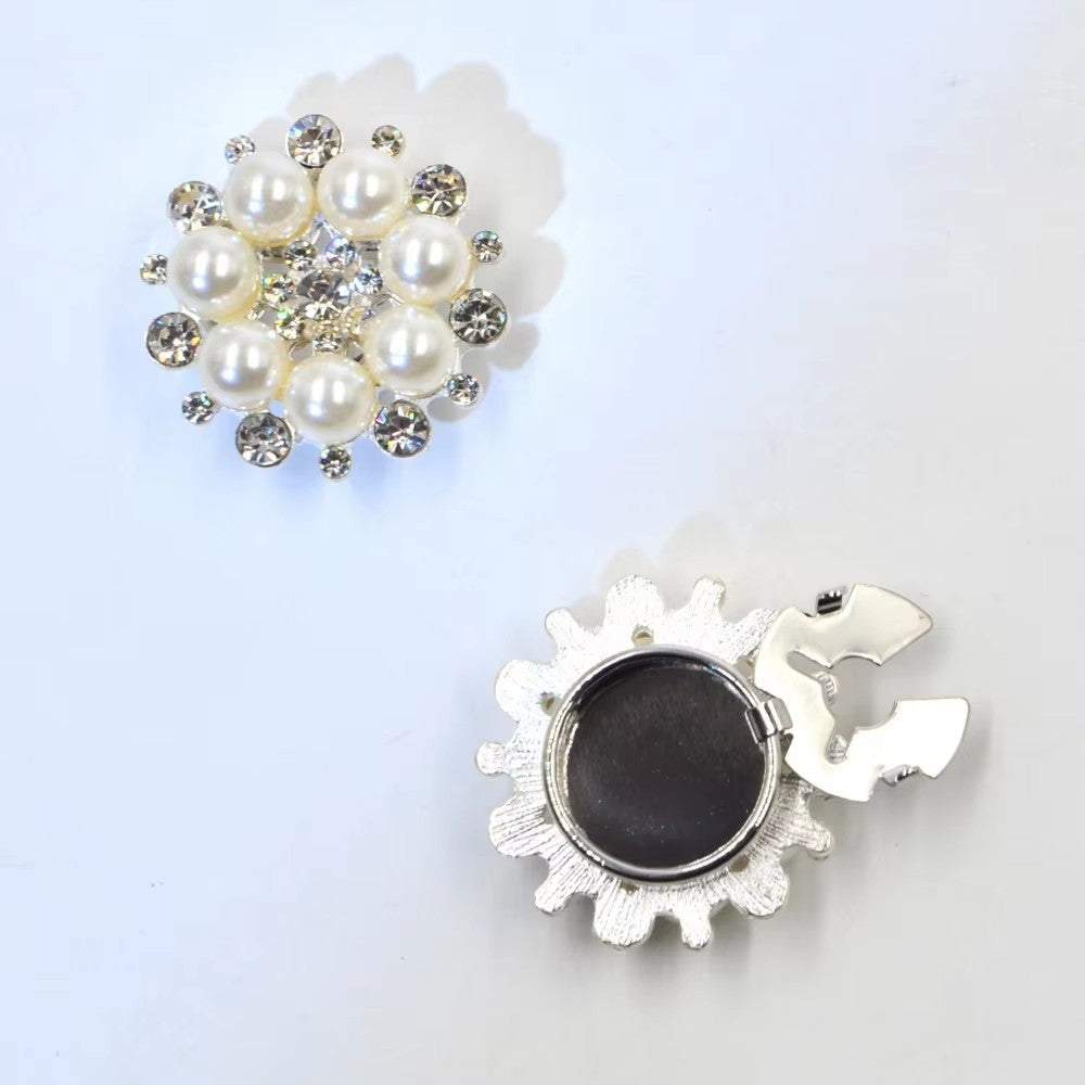 Löwenstein Button Covers Perler Sten Rund Sølv