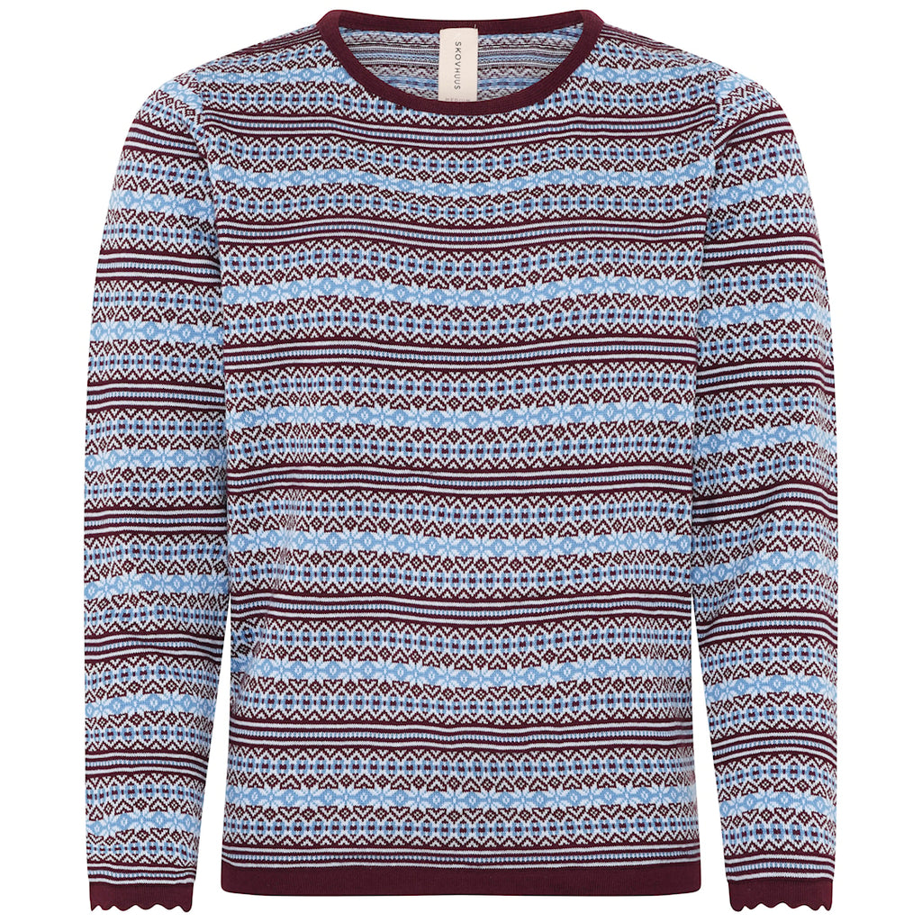 Skovhuus Nynne Strik Pullover Feminine Jaquard Blackberry Rød