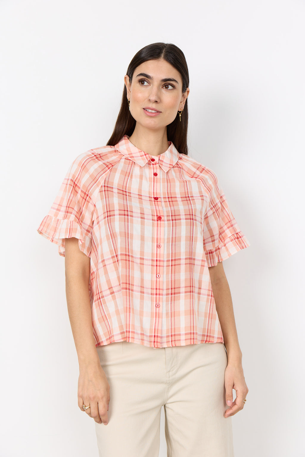 SoyaConcept Farus 1 Skjorte Ternet Salmon Rosa