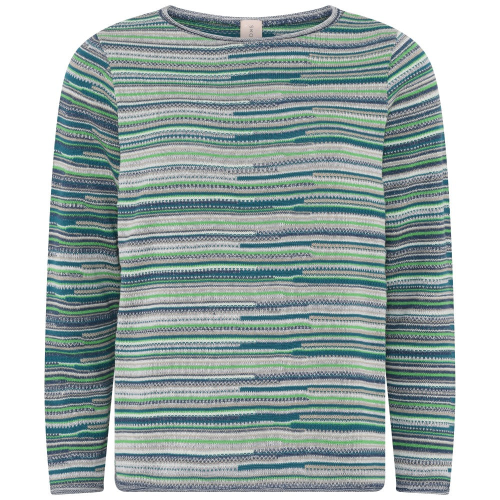 Skovhuus Pullover Structure Stribet Jeans Blå