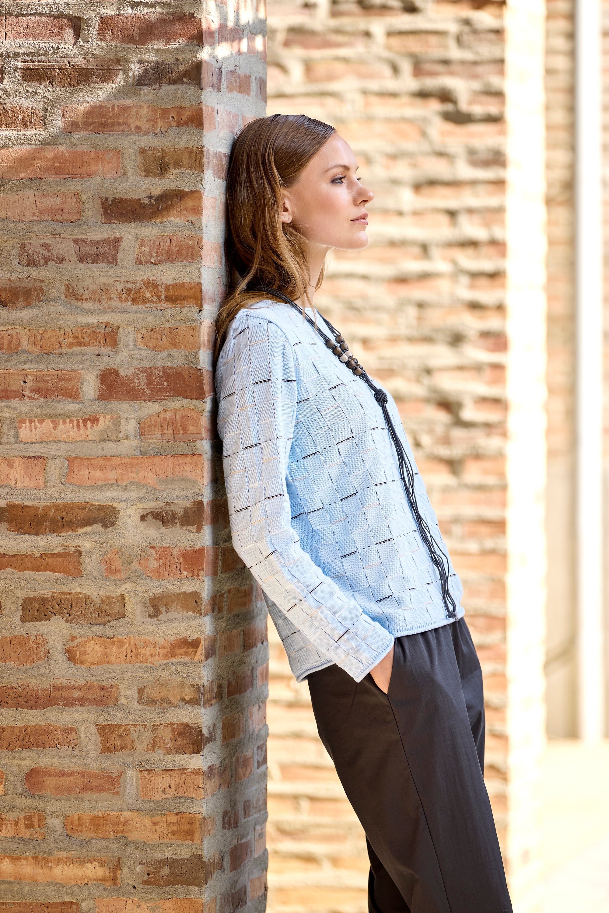 Skovhuus Bluse Rund Hals Pale Blå