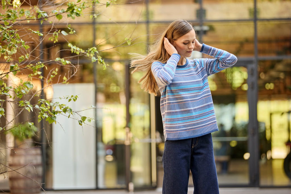 Skovhuus Pullover Special Stribet Jeans Blå