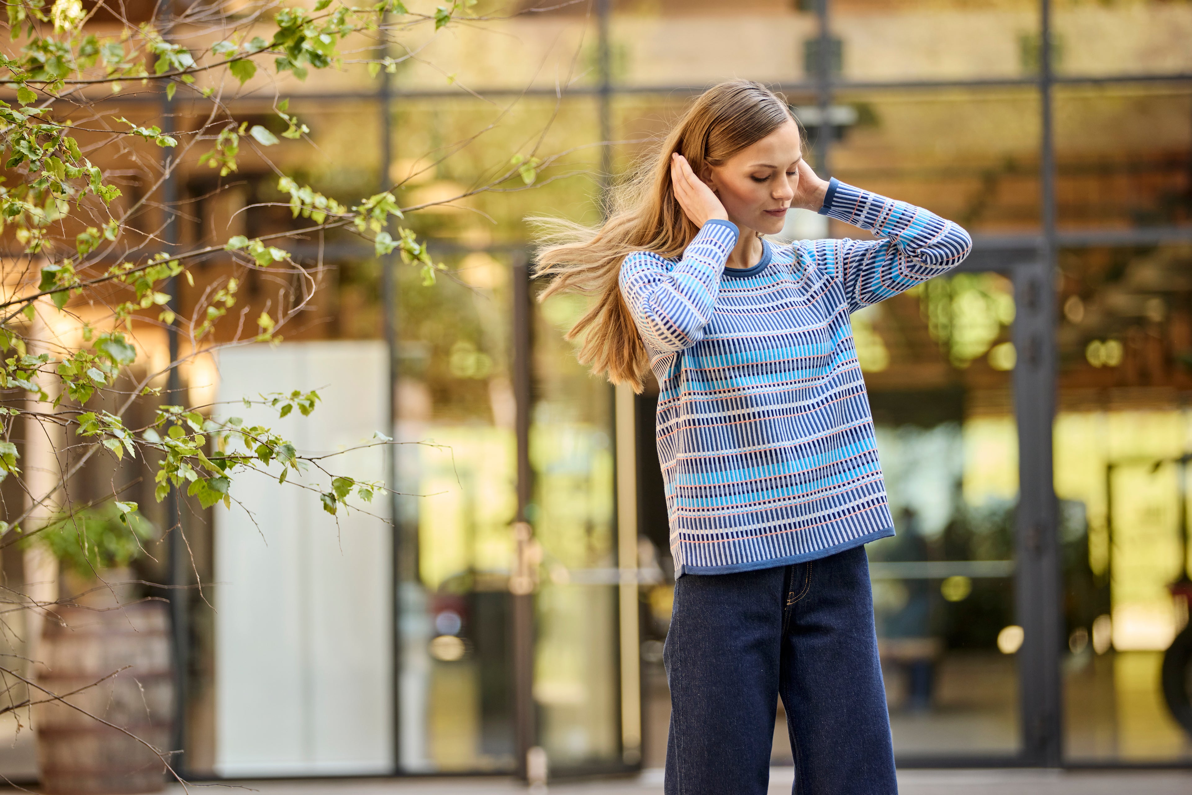 Skovhuus Pullover Special Stribet Jeans Blå