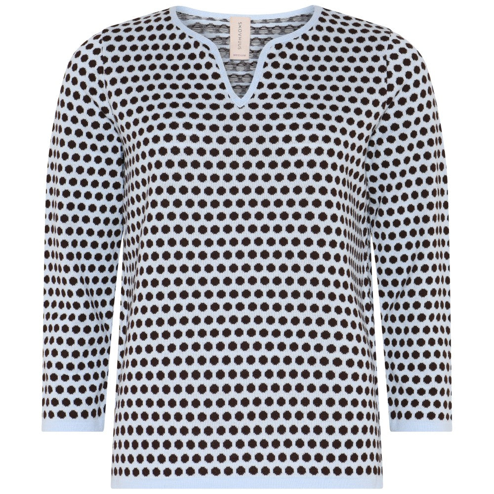 Skovhuus Pullover Colour Prikket Pale Blå