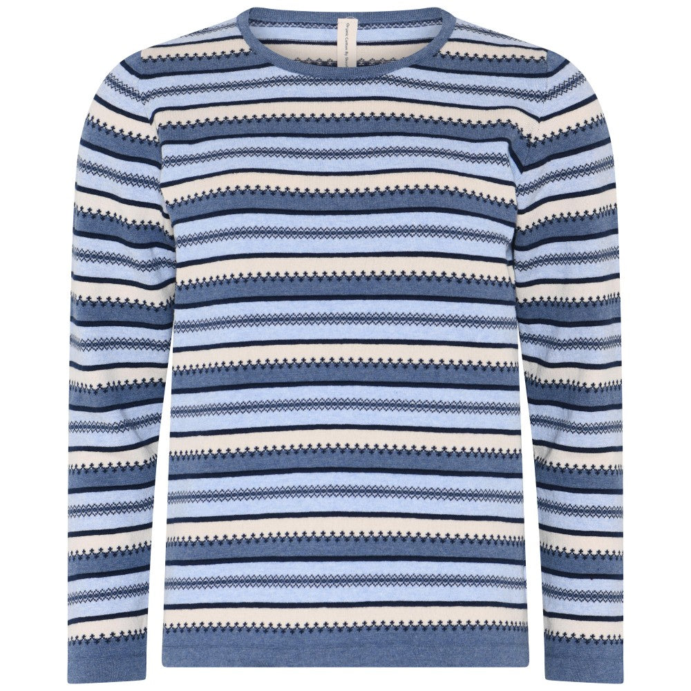 Skovhuus Pullover Structured Jaquard Blå Melange