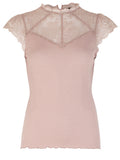 Rosemunde Copenhagen Silk T-Shirt regular ss w/lace Vintage Powder