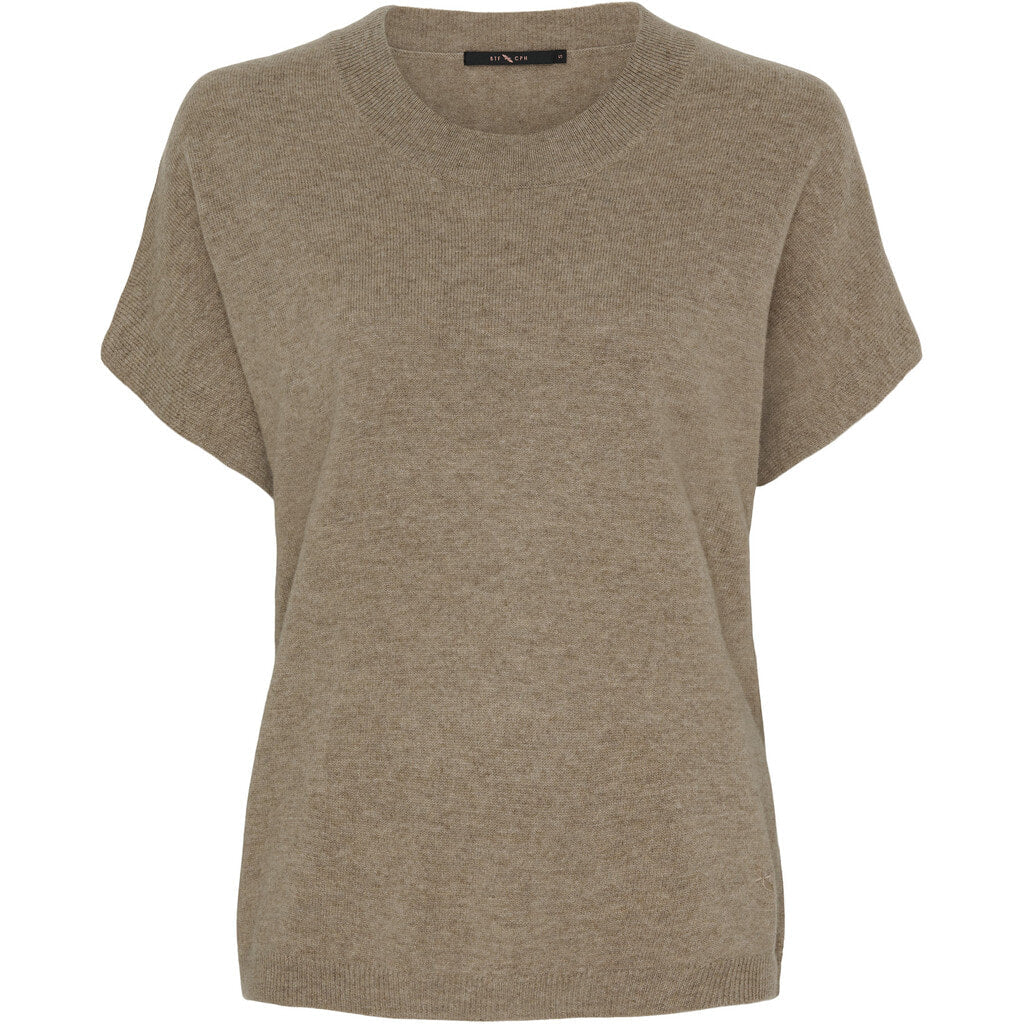BTF CPH Cashmere Strik Kortærmet Taupe Brun Melange