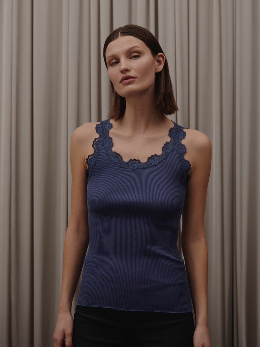 Rosemunde Copenhagen Silke Top w Lace True Navy