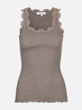 Rosemunde Silke Top w Lace Brun Melange