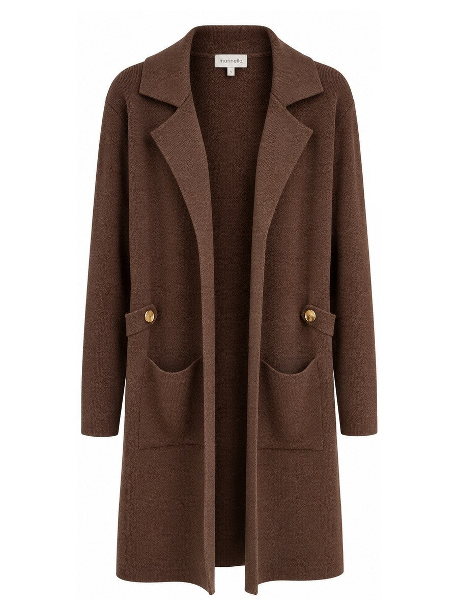Marinello Karn Cardigan Lang Brun Guld