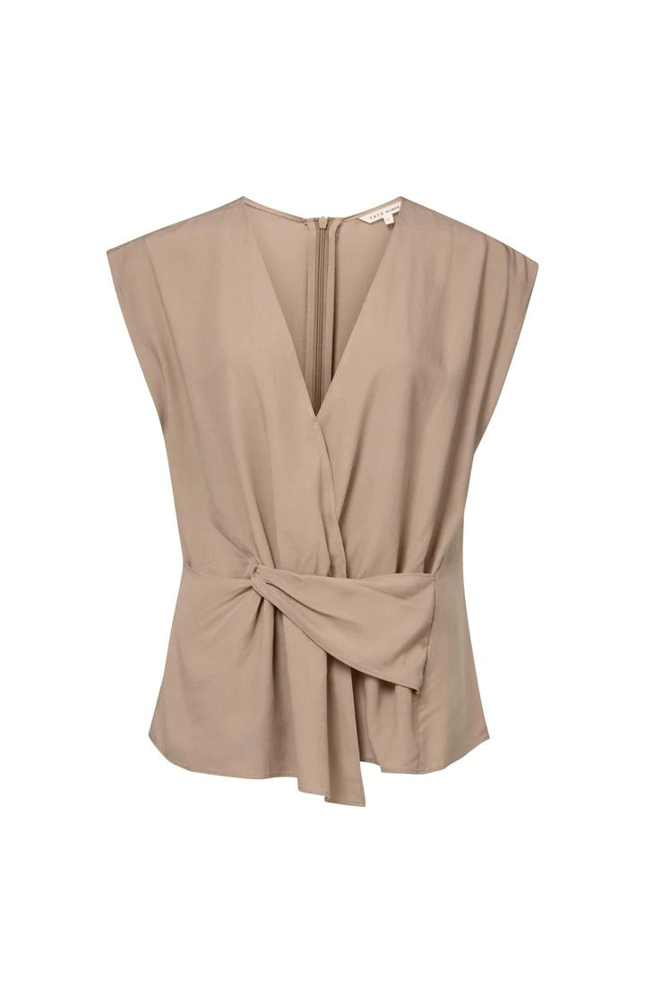 YAYA Top V Neck Sleeveless Brun