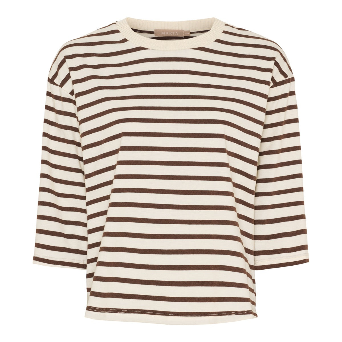 Marta Du Chateau Brooklyn T-shirt Stribet Beige Moro Brun