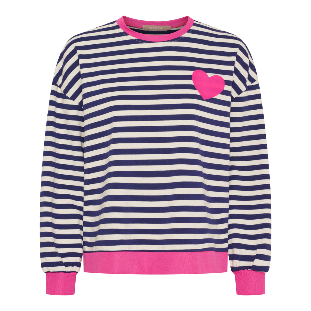 Marta Du Chateau Vilda T-shirt Langærmet Navy Blå Fuxia
