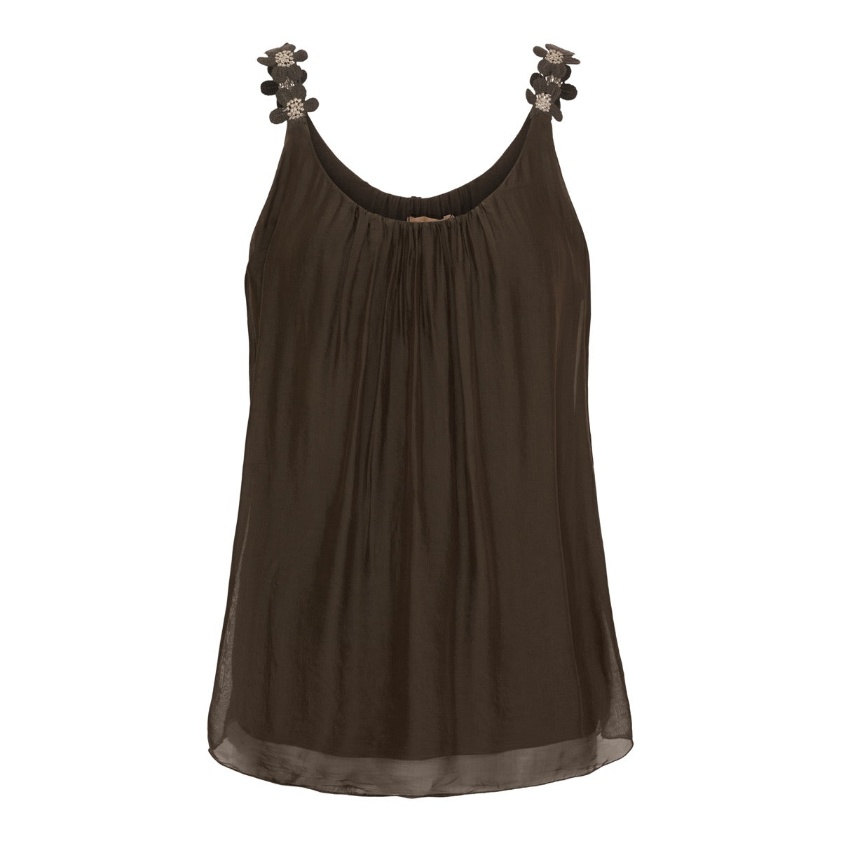 Marta Du Chateau Agnese Top Broderi Moro Brun
