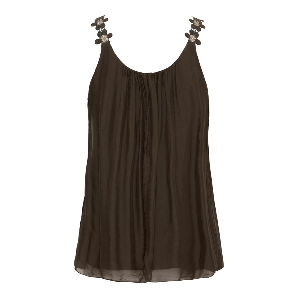 Marta Du Chateau Agnese Top Broderi Moro Brun