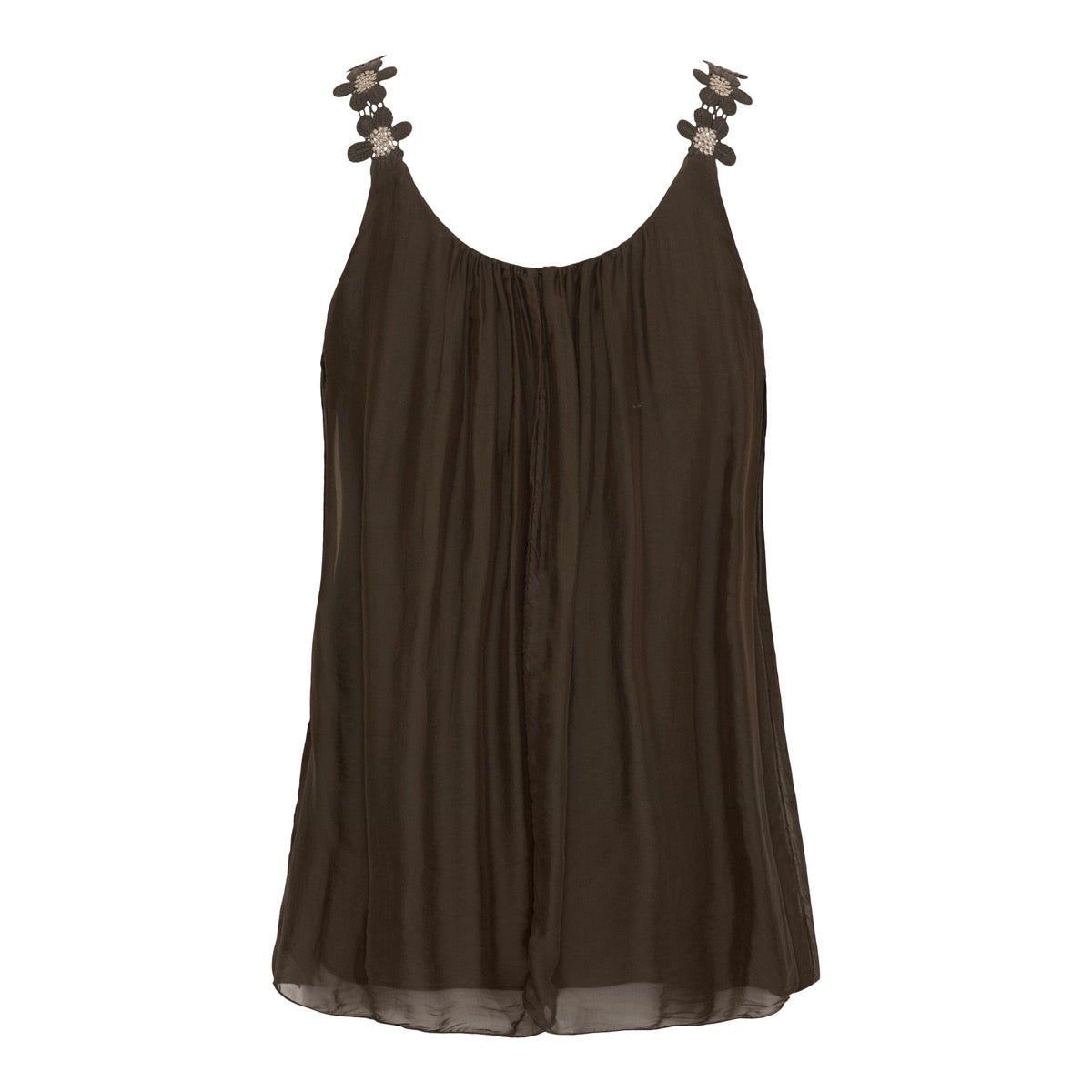 Marta Du Chateau Agnese Top Broderi Moro Brun