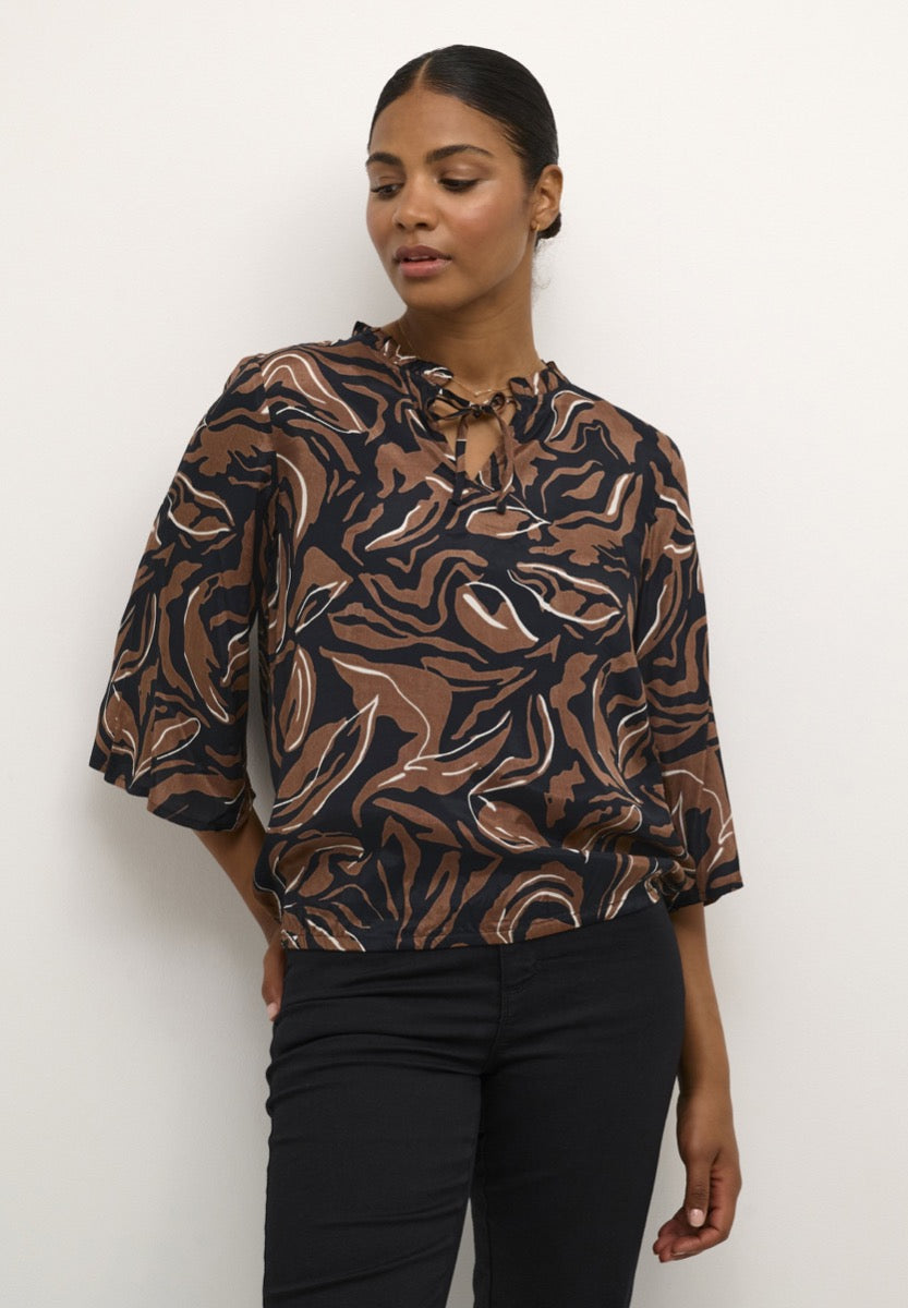 KAFFE Dorita Bluse Abstract Brun