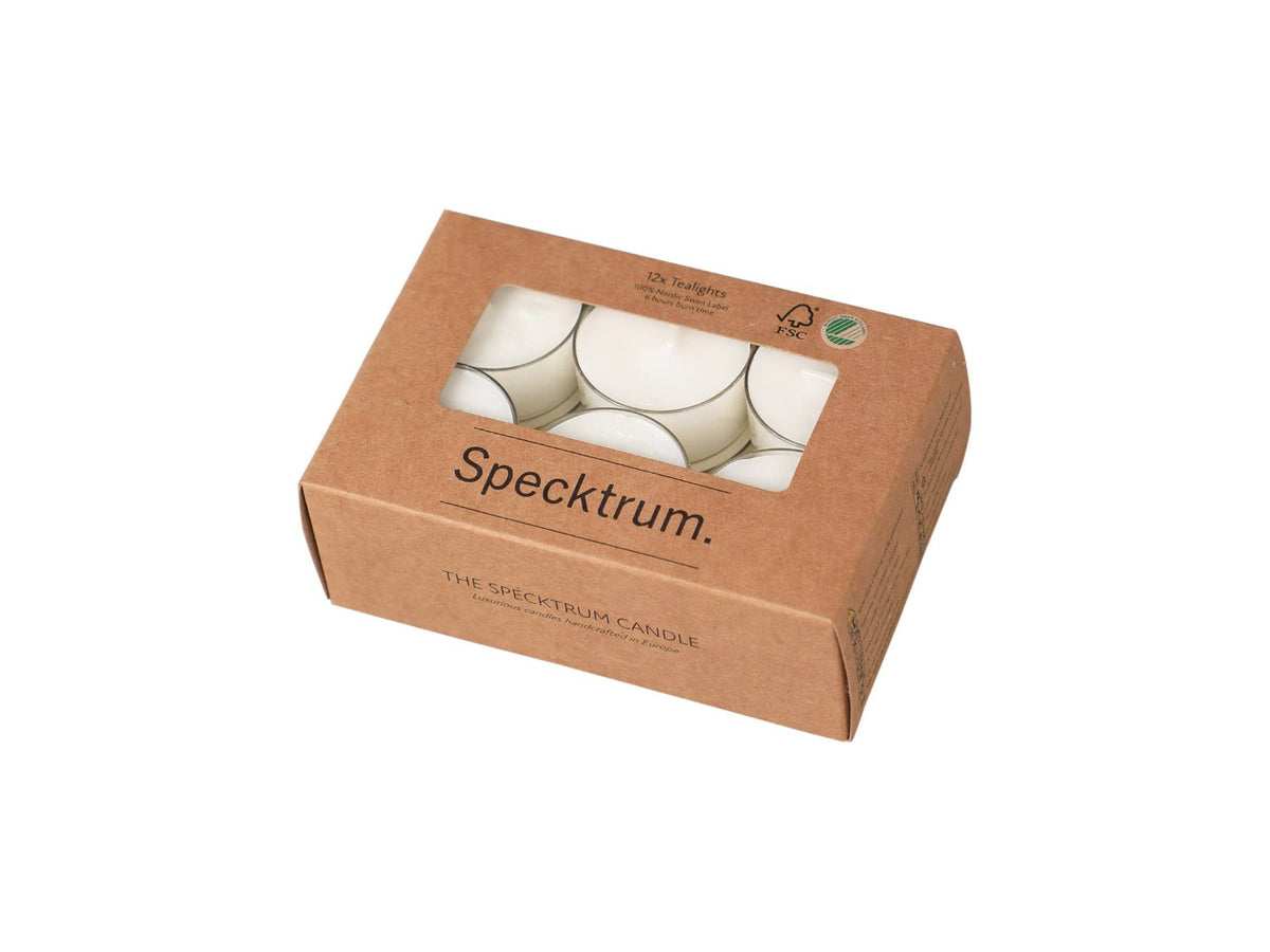 Specktrum T-Light Candle White w Clear Cup - Box 12pcs
