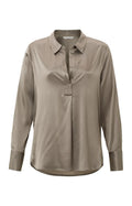 YAYA Satin Tunica Top V Neck Fungi Brun