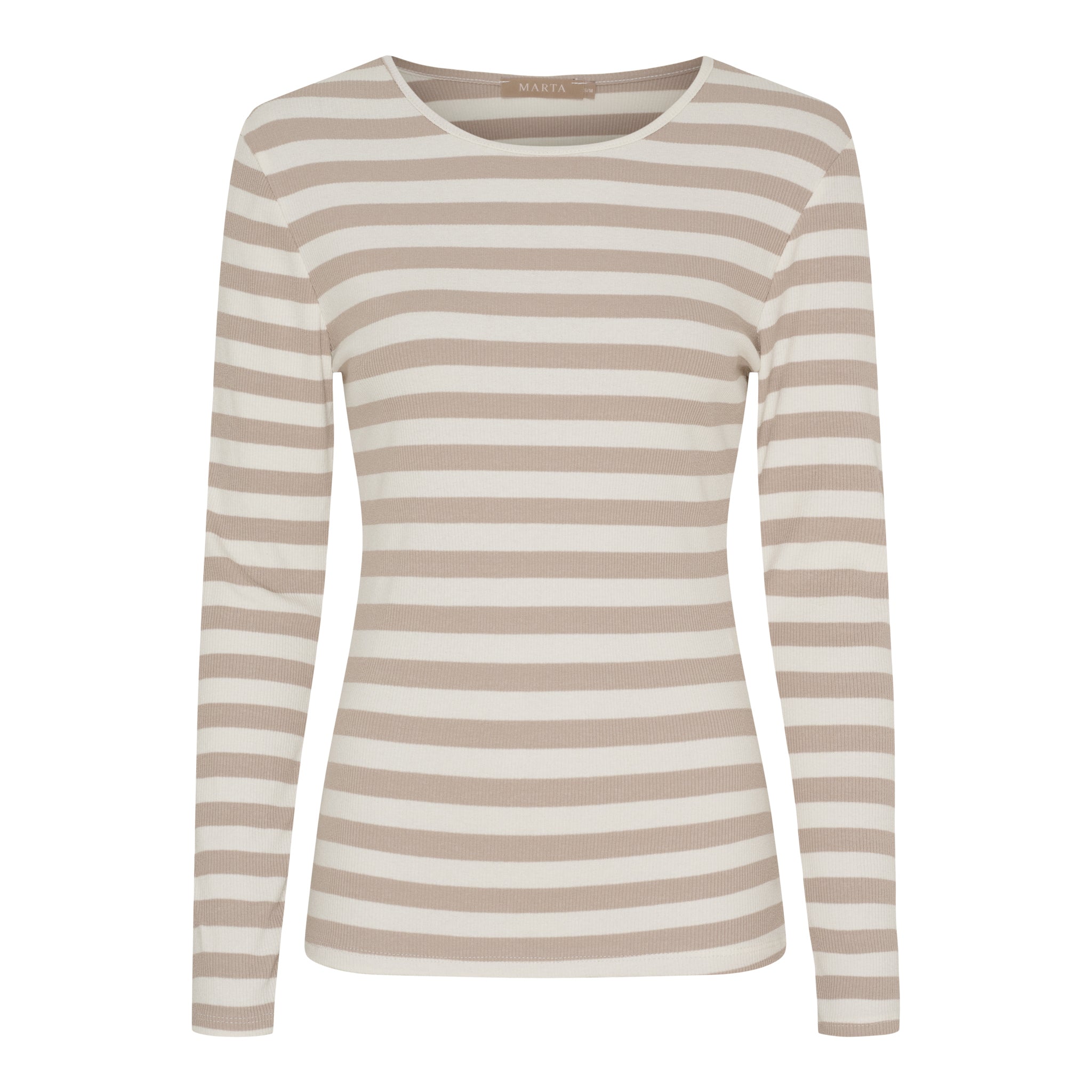 Marta Du Chateau Begonia T-shirt Langærmet Stribet Beige Melange