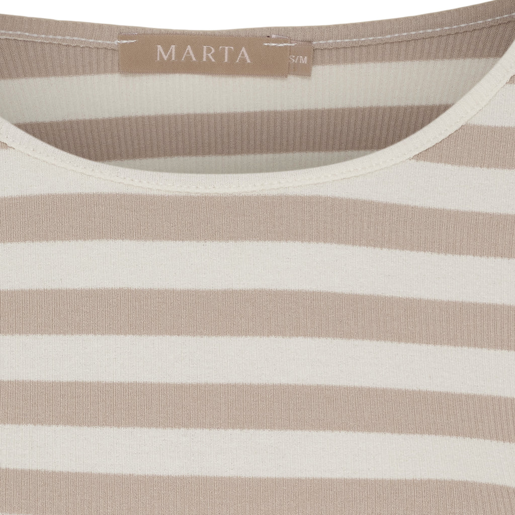Marta Du Chateau Begonia T-shirt Langærmet Stribet Beige Melange