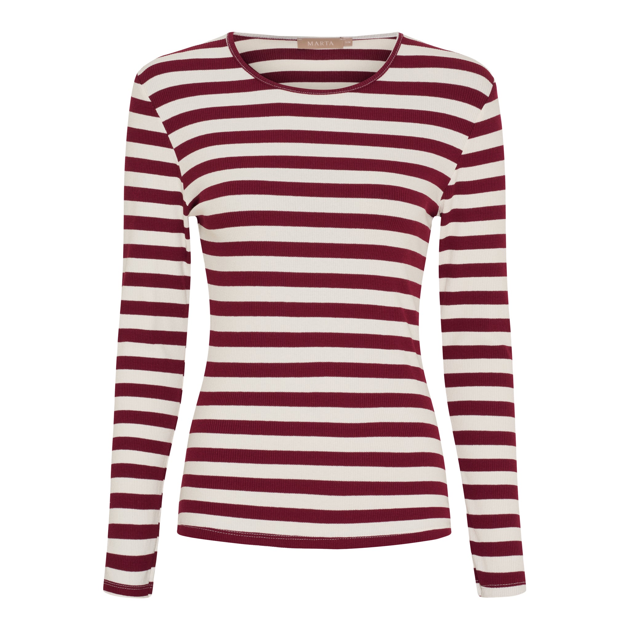 Marta Du Chateau Begonia T-shirt Langærmet Stribet Bordeaux Rød