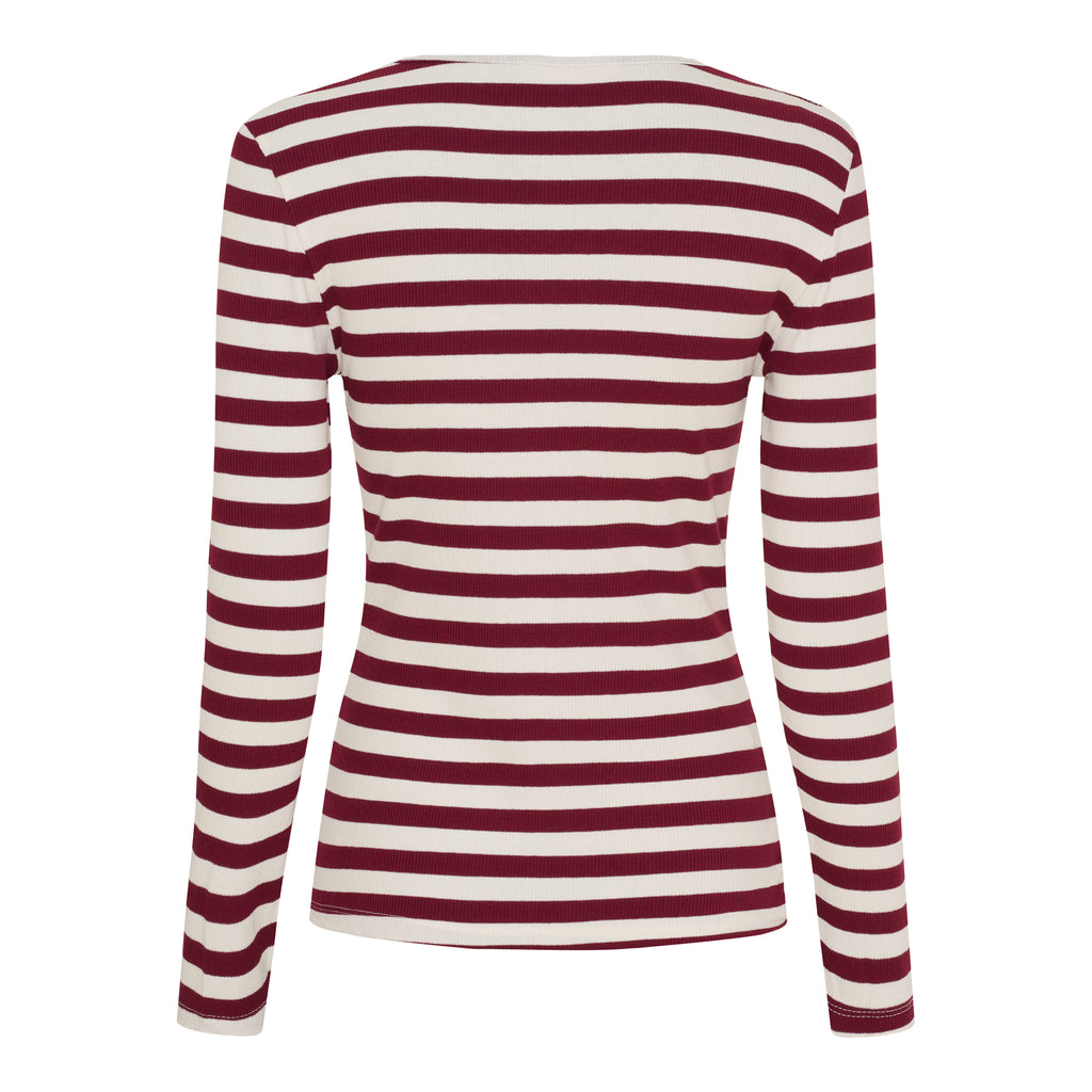 Marta Du Chateau Begonia T-shirt Langærmet Stribet Bordeaux Rød