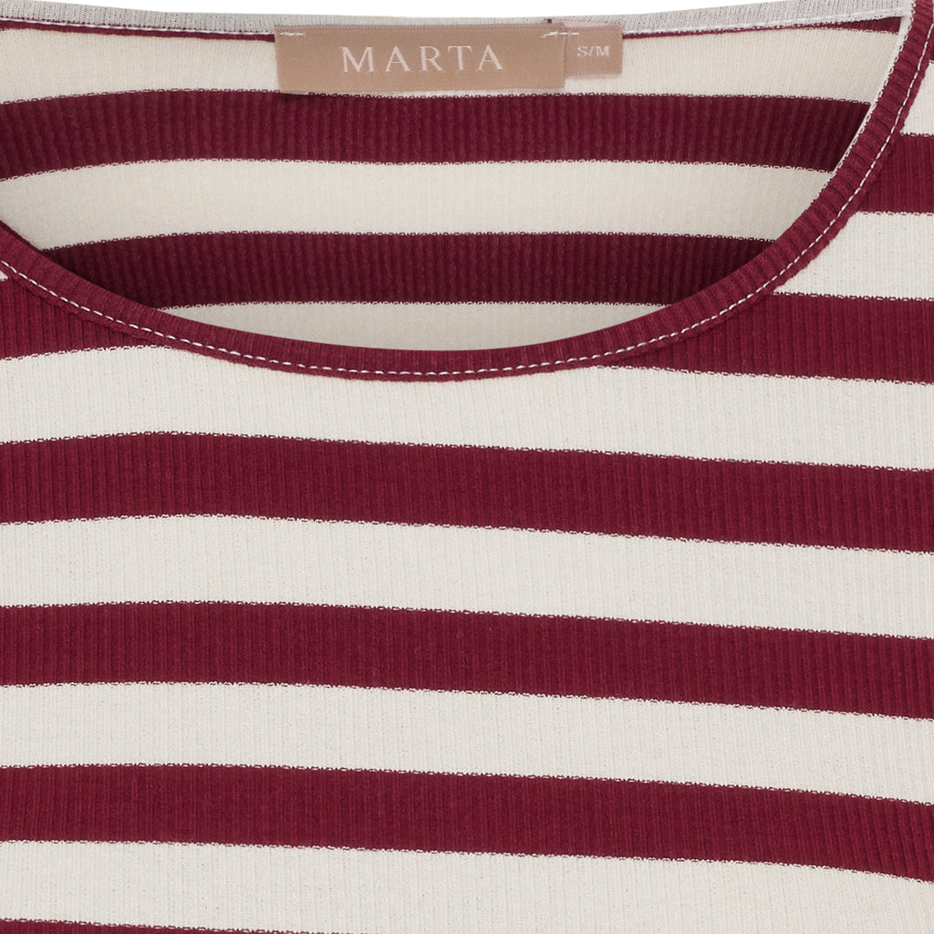 Marta Du Chateau Begonia T-shirt Langærmet Stribet Bordeaux Rød