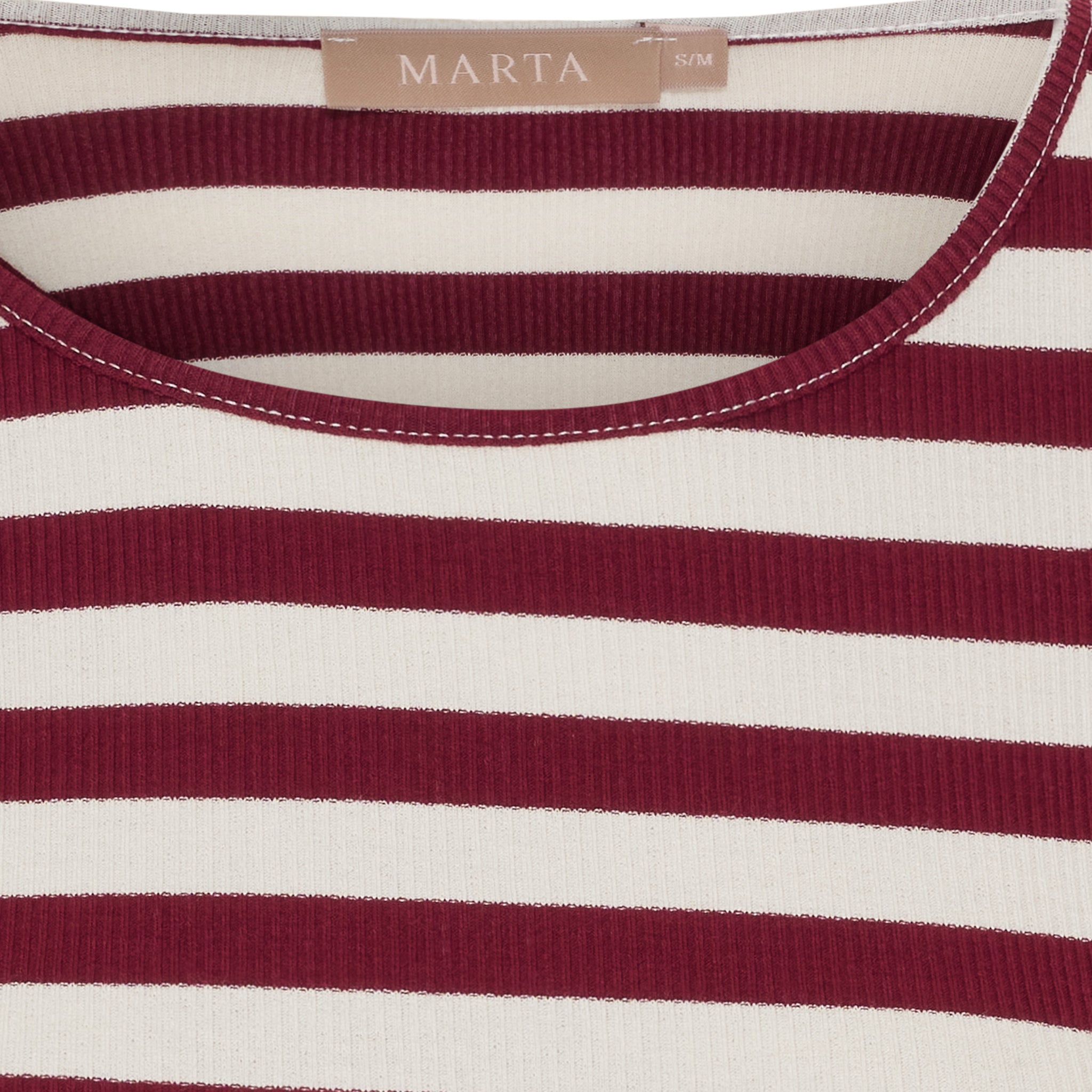 Marta Du Chateau Begonia T-shirt Langærmet Stribet Bordeaux Rød