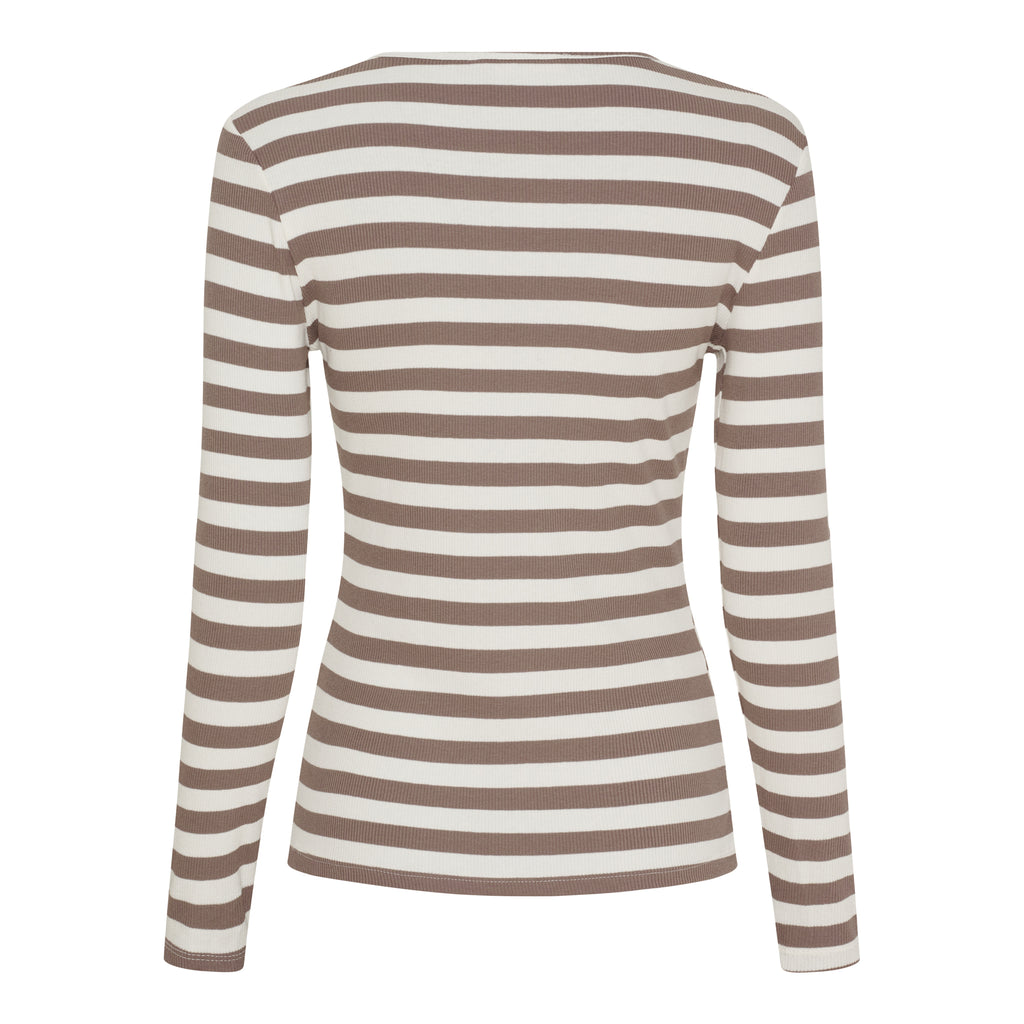 Marta Du Chateau Begonia T-shirt Langærmet Stribet Tortora Brun
