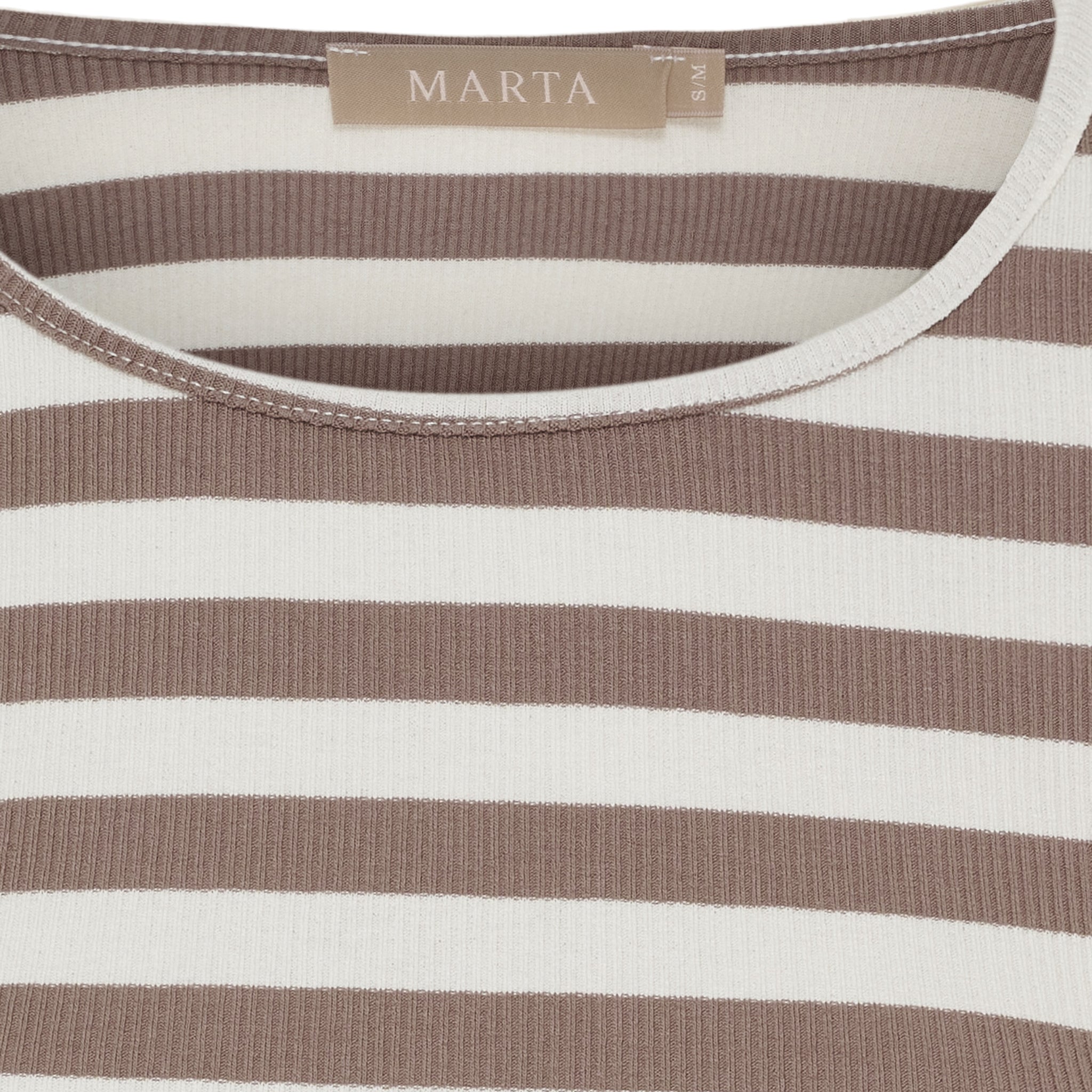 Marta Du Chateau Begonia T-shirt Langærmet Stribet Tortora Brun