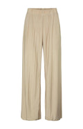YAYA Jersey Plisse Bukser Wide Leg Sand